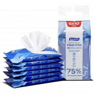 Alcosm 75% Alcohol Classic Wipes - 10 wipes (10's x 6 packs)