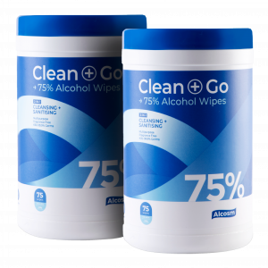 Alcosm 75% Alcohol Classic Wipes - 75 Wipes (75's x 2 packs)