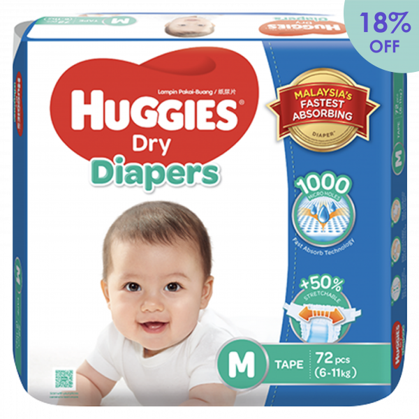 Huggies Dry Diapers Super Jumbo <br>Pack M Size - 72s
