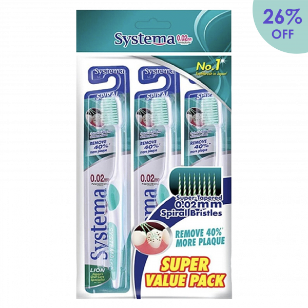 Systema Enhanced Clean Toothbrushes <br>- Spiral [3pcs | Super Value Pack]
