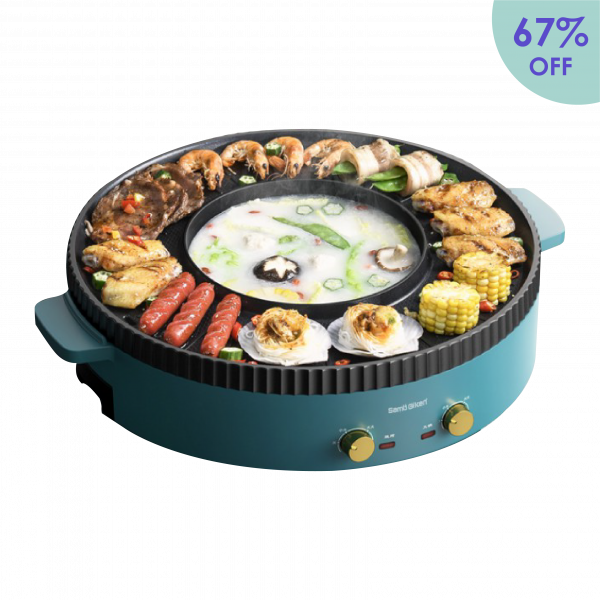 Samu Giken Choriki 2 in 1 <br>Steamboat Hot Pot & BBQ Grill Pan
