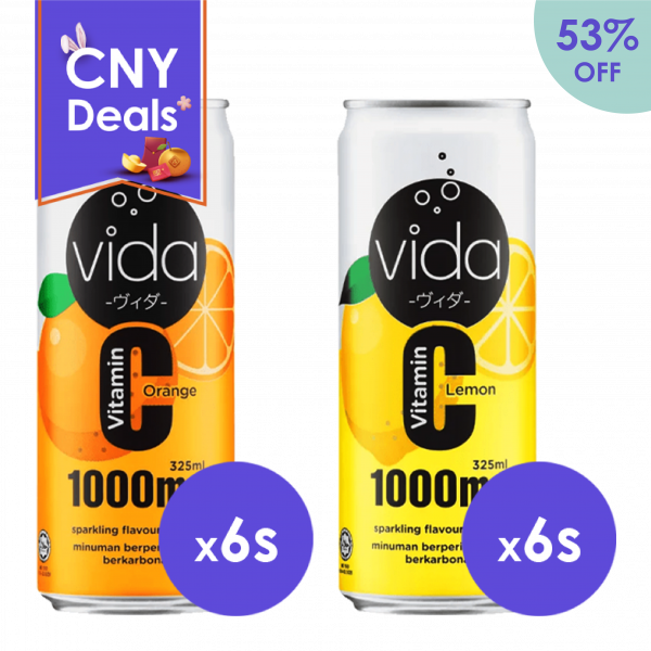Vida 1000mg Vitamin C <br>Sparkling Drink (6's X 325ml)