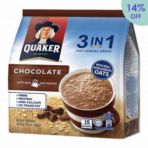 QUAKER 3in1 Oat Cereal Drink <br>420g (15's x 28g) - Chocolate